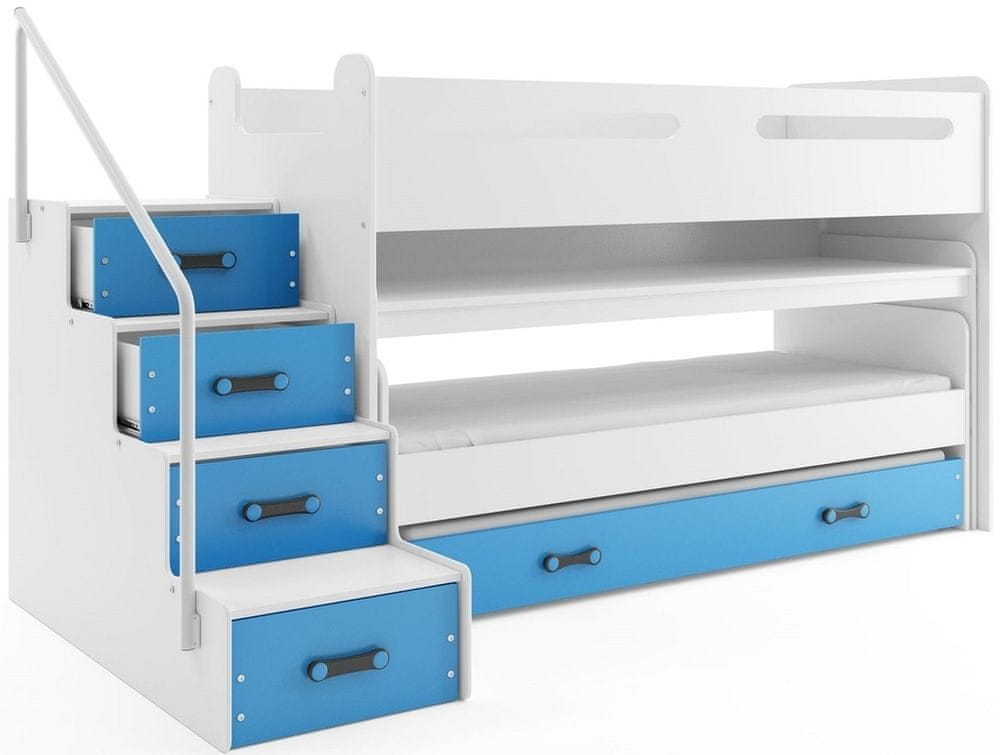 eoshop Poschodová posteľ MAX 1, 80x200 cm, biela / modrá