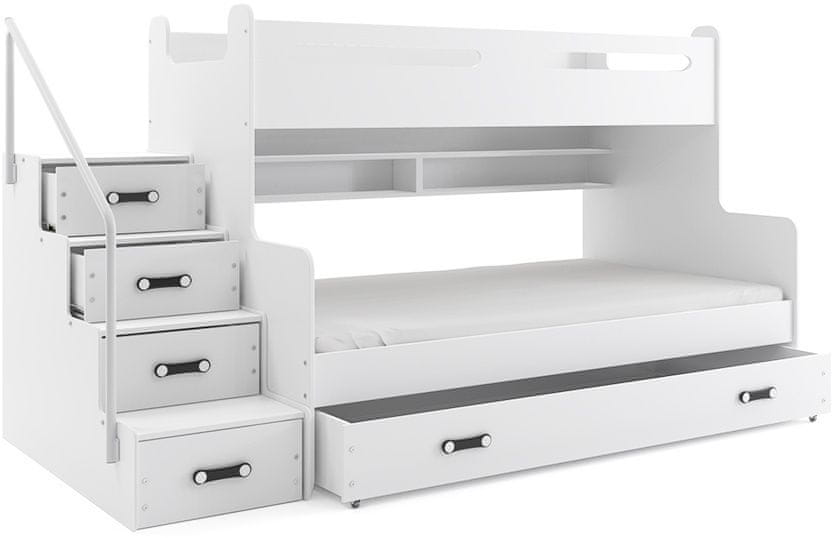 eoshop Poschodová posteľ MAX 3 120x200 cm, biela/biela