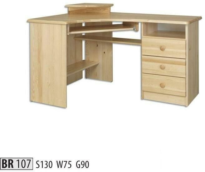 eoshop Písací stôl BR107 masív (Farba dreva: Jelša)