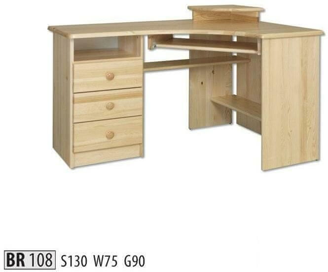 eoshop Písací stôl BR108 masív (Farba dreva: Gray)