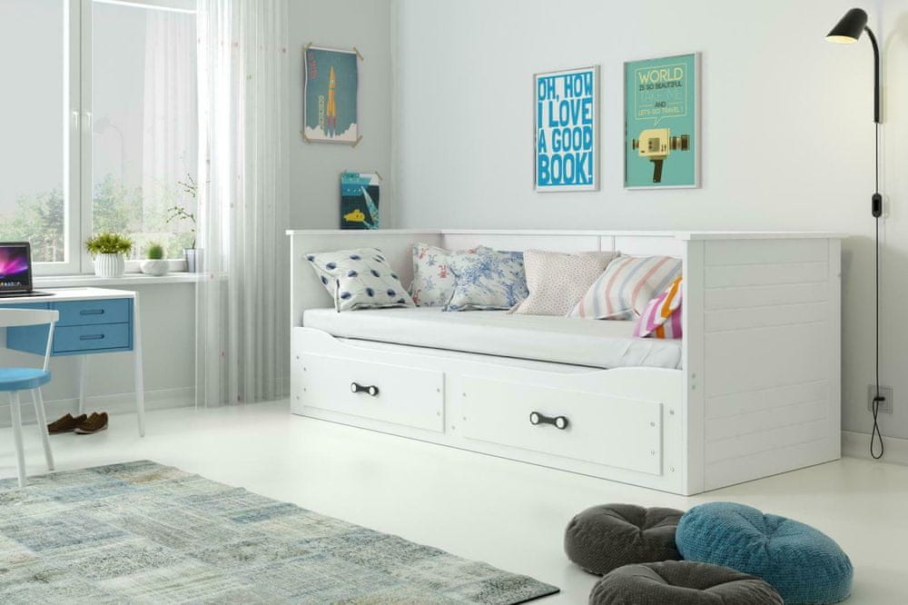 eoshop Rozkladacia posteľ s matracmi Harwig biela