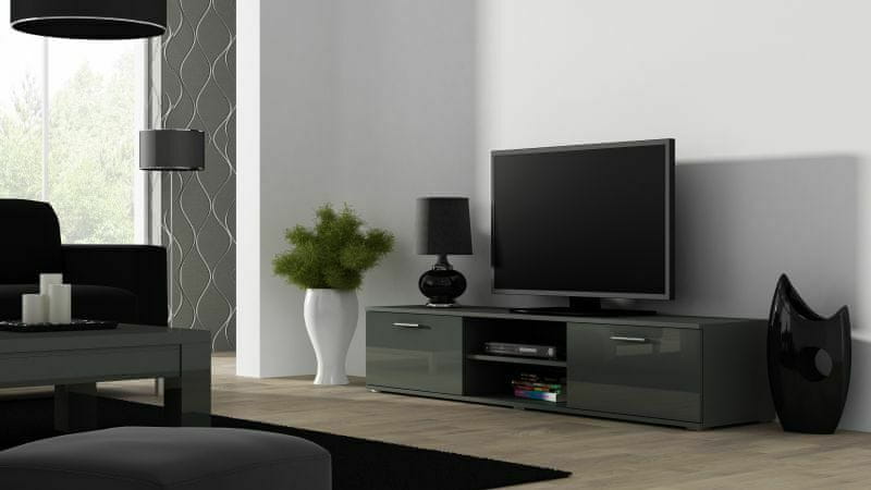 eoshop TV stolík Soho, 180 cm, sivá / šedá lesk