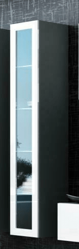 eoshop Vitrína Vigo 180 cm sklo, šedá / biela lesk