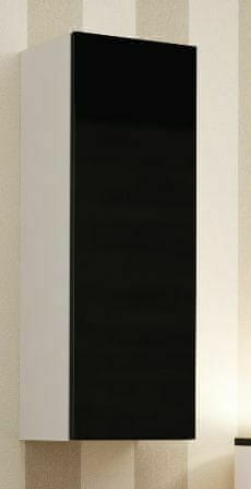 eoshop Vitrína Vigo 90 cm plné, biela / čierna lesk