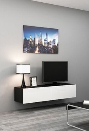 eoshop TV stolík Vigo 140 cm, čierna / biela lesk