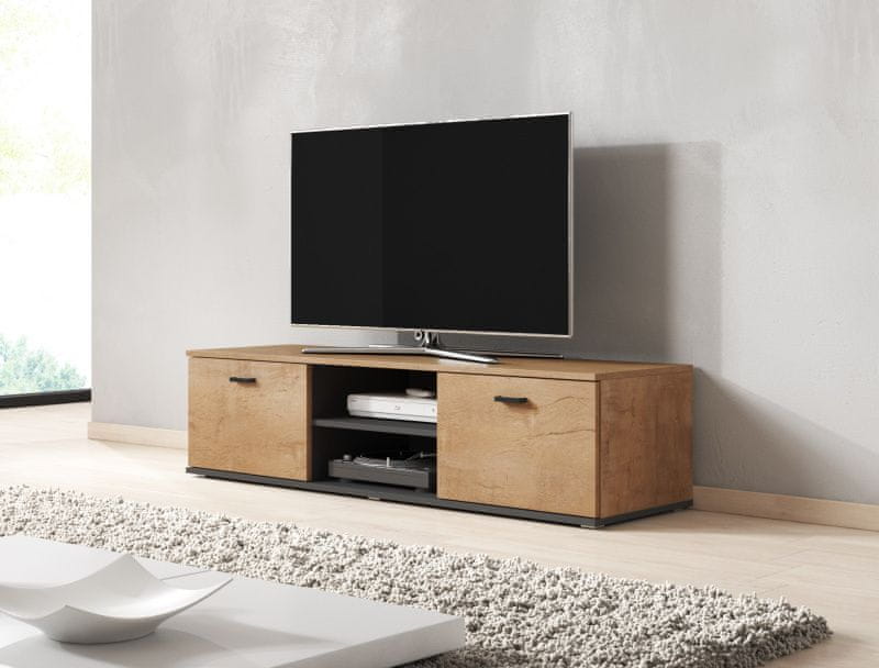 eoshop TV stolík Soho, 140 cm, dub lefkas / čierna
