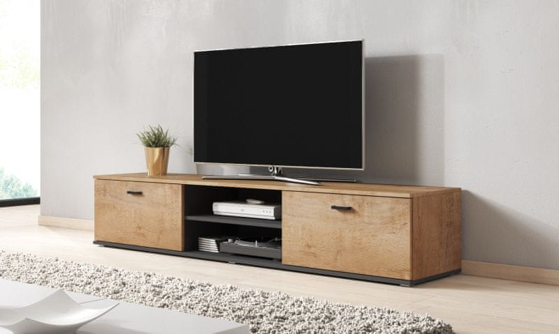eoshop TV stolík Soho, 180 cm, dub lefkas / čierna