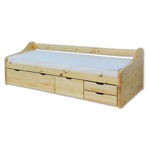 eoshop Drevená posteľ LK131, 90x200, borovica (Farba dreva: Orech)