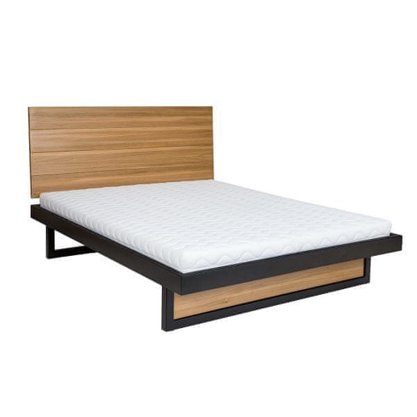 eoshop Drevená posteľ LK370, 120x200, dub/kov (Farba dreva: Prírodné (lakovaná))