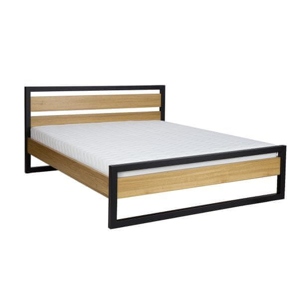 eoshop Drevená posteľ LK371, 120x200, dub/kov (Farba dreva: Prírodné (lakovaná))