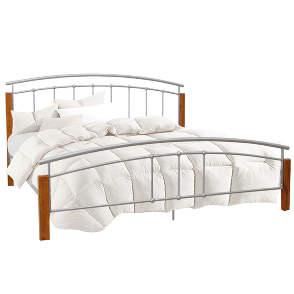 KONDELA Manželská posteľ, drevo jelša / strieborný kov, 180x200, MIRELA
