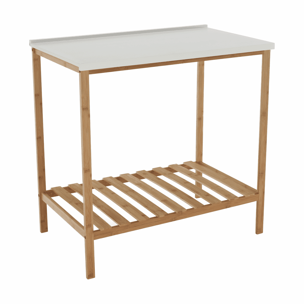 KONDELA Stôl s policou, prírodná / biela, SELENE TYP 5