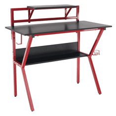 KONDELA PC stôl / herná stôl, červená / čierna, TABER