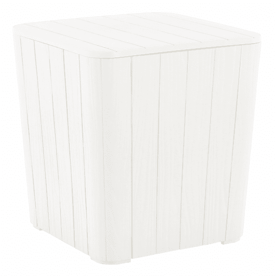 KONDELA Záhradný úložný box / príručná stolík, biela, IBLIS