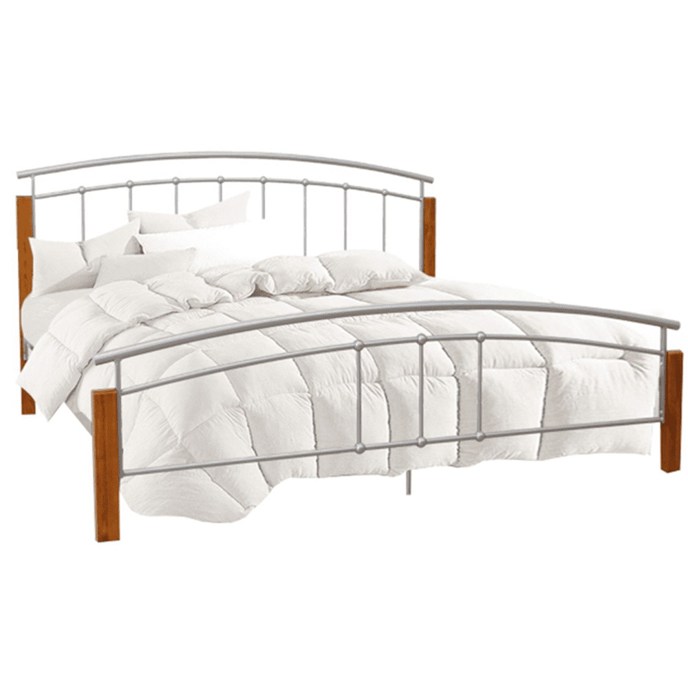 KONDELA Manželská posteľ, drevo jelša/strieborný kov, 140x200, MIRELA