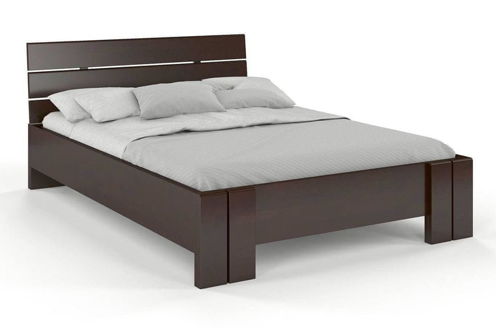 eoshop Drevená posteľ Arhus High & LONG, dlhšia 20cm, buk (Rozmer: 200x220 cm, Farba: Palisander)