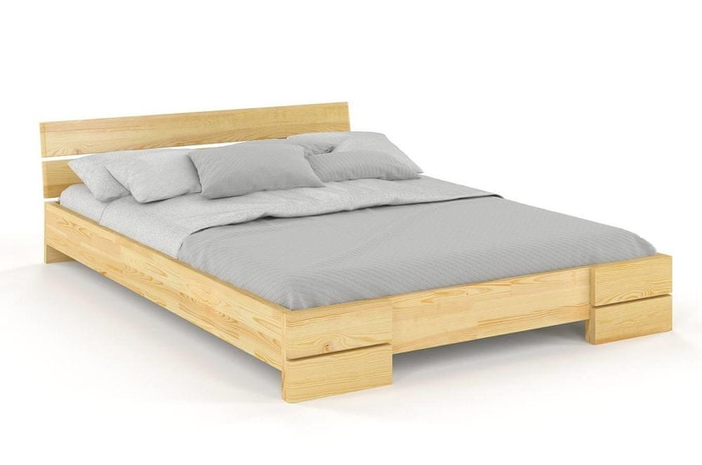 eoshop Drevená posteľ Sandemo LONG, dlhšia 20cm, borovica (Rozmer: 160x220 cm, Farba: Prírodná)