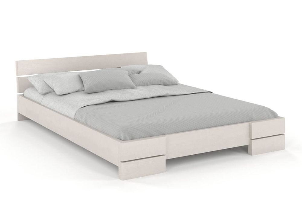 eoshop Drevená posteľ Sandemo LONG, dlhšia 20cm, borovica (Rozmer: 200x220 cm, Farba: Biela)