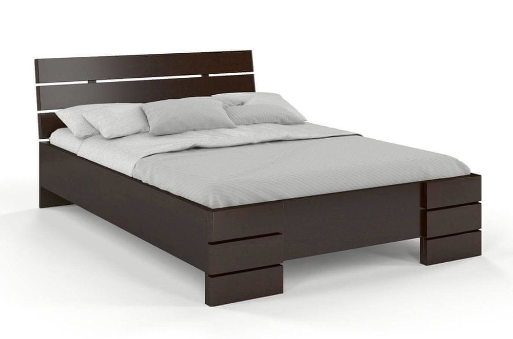 eoshop Drevená posteľ Sandemo HIGH & BC s úložným priestorom, borivice (Rozmer: 160x200 cm, Farba: Palisander)