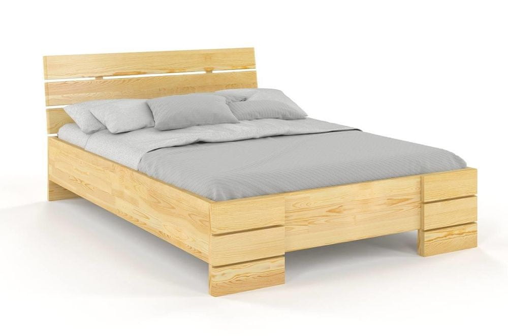 eoshop Drevená posteľ Sandemo High, borovica (Rozmer: 160x200 cm, Farba: Prírodná)