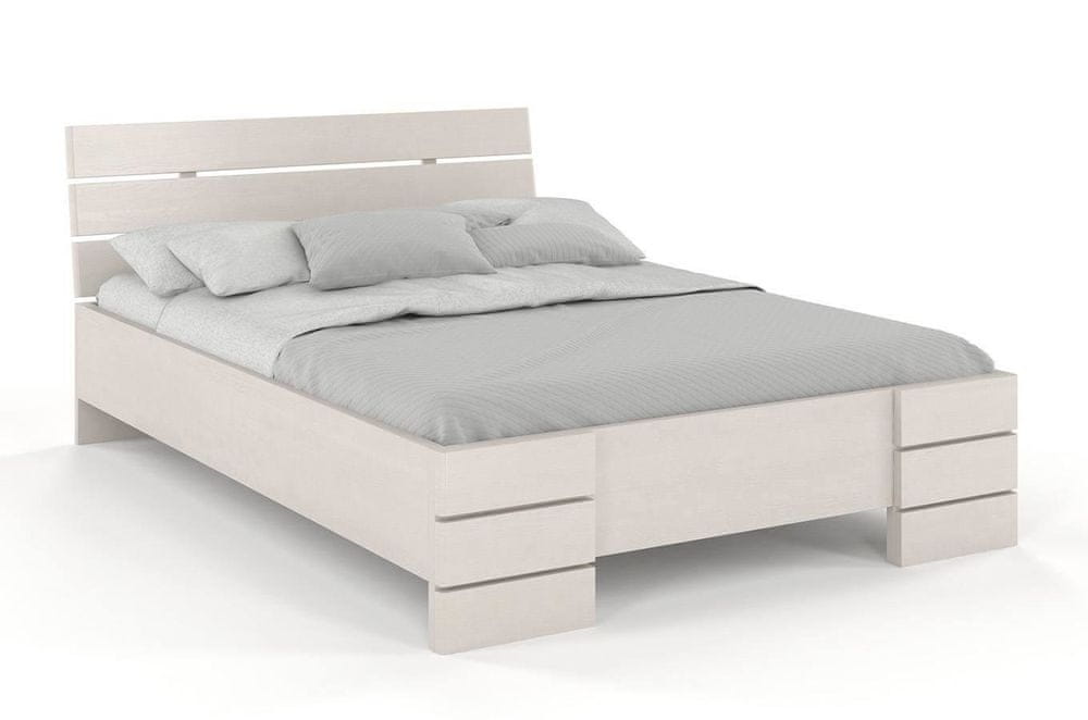 eoshop Drevená posteľ SANDEMO High BC Long s úložným priestorom, dlhšia 20cm, borovica (Rozmer: 160x220 cm, Farba: Biela)