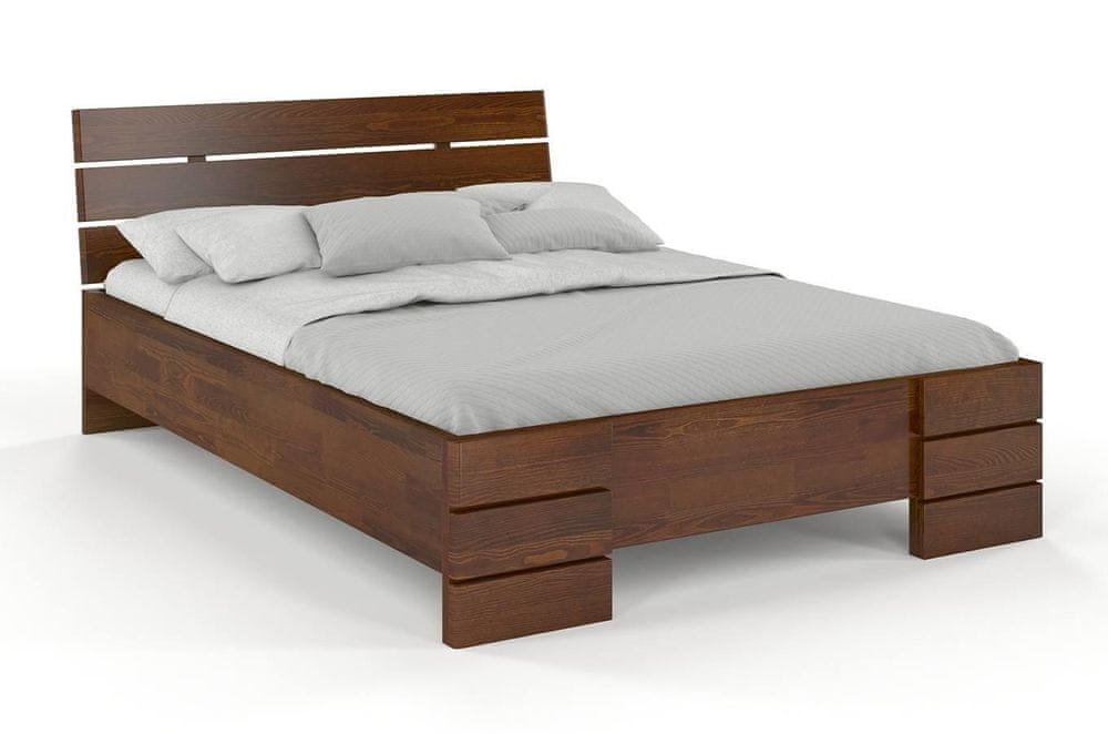 eoshop Drevená posteľ Sandemo High, borovica (Rozmer: 140x200 cm, Farba: Orech)
