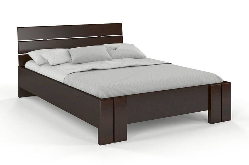 eoshop Drevená posteľ s úložným priestorom Arhus High & BC, borovica (Rozmer: 120x200 cm, Farba: Palisander)