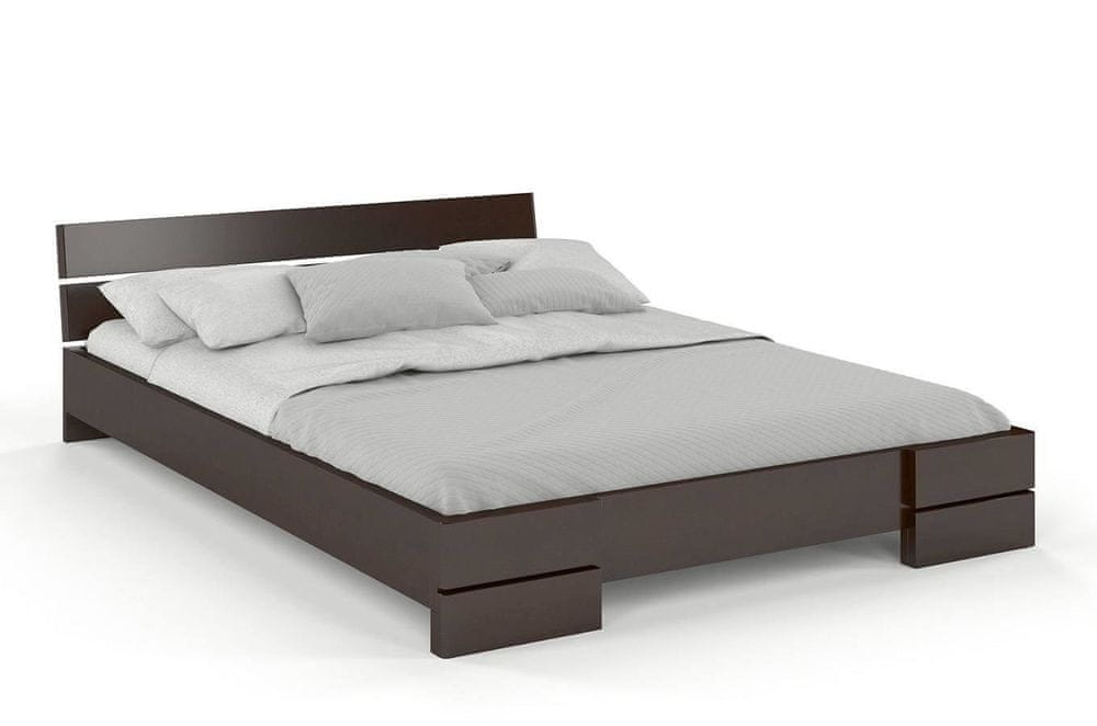eoshop Drevená posteľ Sandemo LONG, dlhšia 20cm, buk (Rozmer: 200x220 cm, Farba: Palisander)