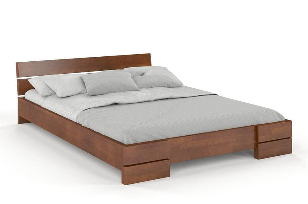 eoshop Drevená posteľ Sandemo LONG, dlhšia 20cm, buk (Rozmer: 200x220 cm, Farba: Orech)
