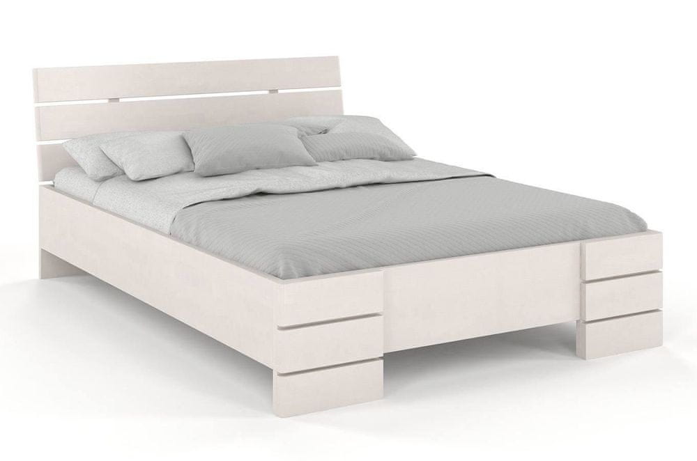 eoshop Drevená posteľ s úložným priestorom Sandemo High BC, buk (Rozmer: 200x200 cm, Farba: Biela)