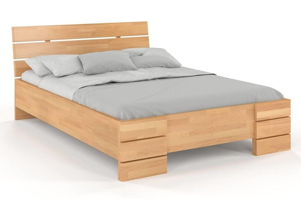 eoshop Drevená posteľ Sandemo High & LONG, dlhšia 20cm, buk (Rozmer: 90x220 cm, Farba: Prírodná)