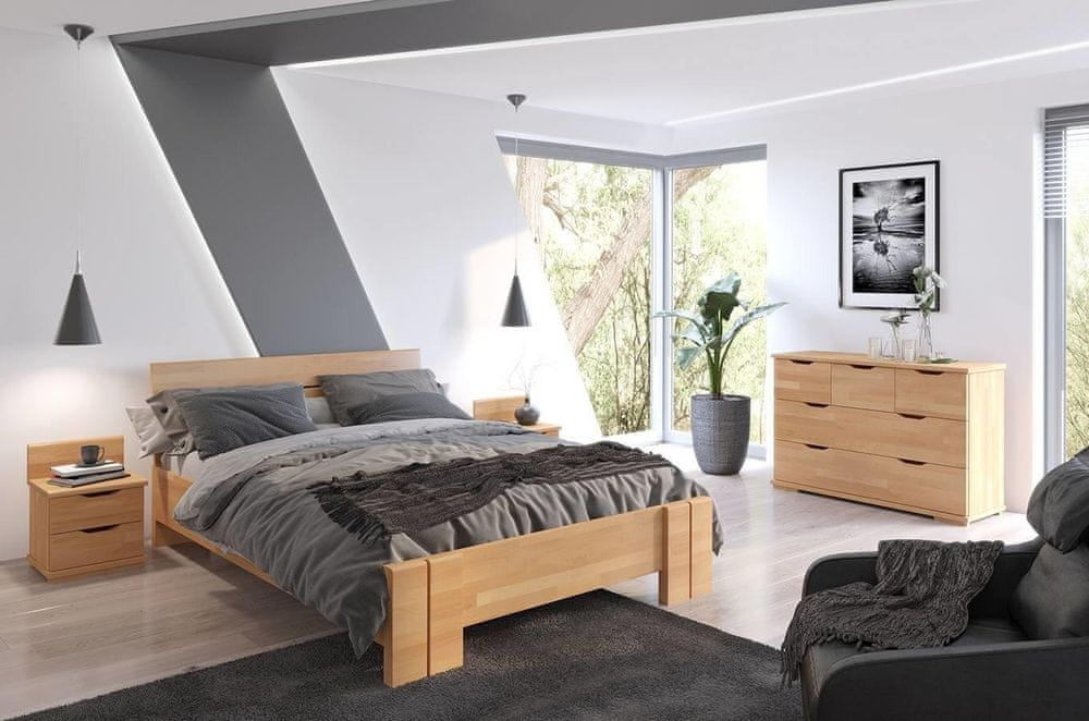 eoshop Drevená posteľ s úložným priestorom Arhus High BC, buk (Rozmer: 160x200 cm, Farba: Prírodná)
