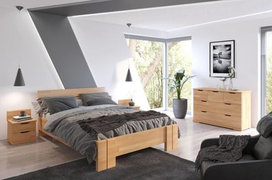 eoshop Drevená posteľ Arhus High & LONG, dlhšia 20cm, buk (Rozmer: 180x220 cm, Farba: Prírodná)