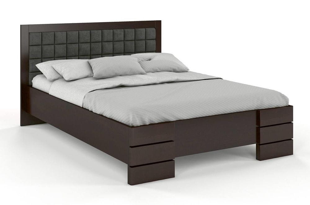 eoshop Drevená posteľ Gotland High&Long, dlhšia 20cm, borovica (Rozmer: 140x220 cm, Farba dreva: Palisander, Farba látky: Casablanca 2316)