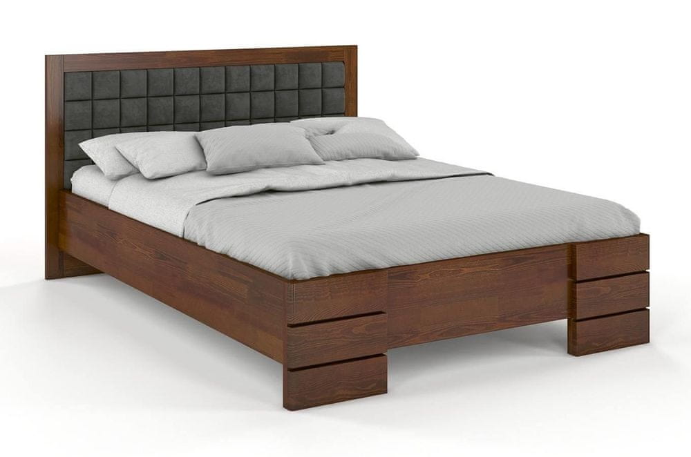 eoshop Drevená posteľ Gotland High, borovica (Rozmer: 200x200 cm, Farba dreva: Orech, Farba látky: Casablanca 2306)