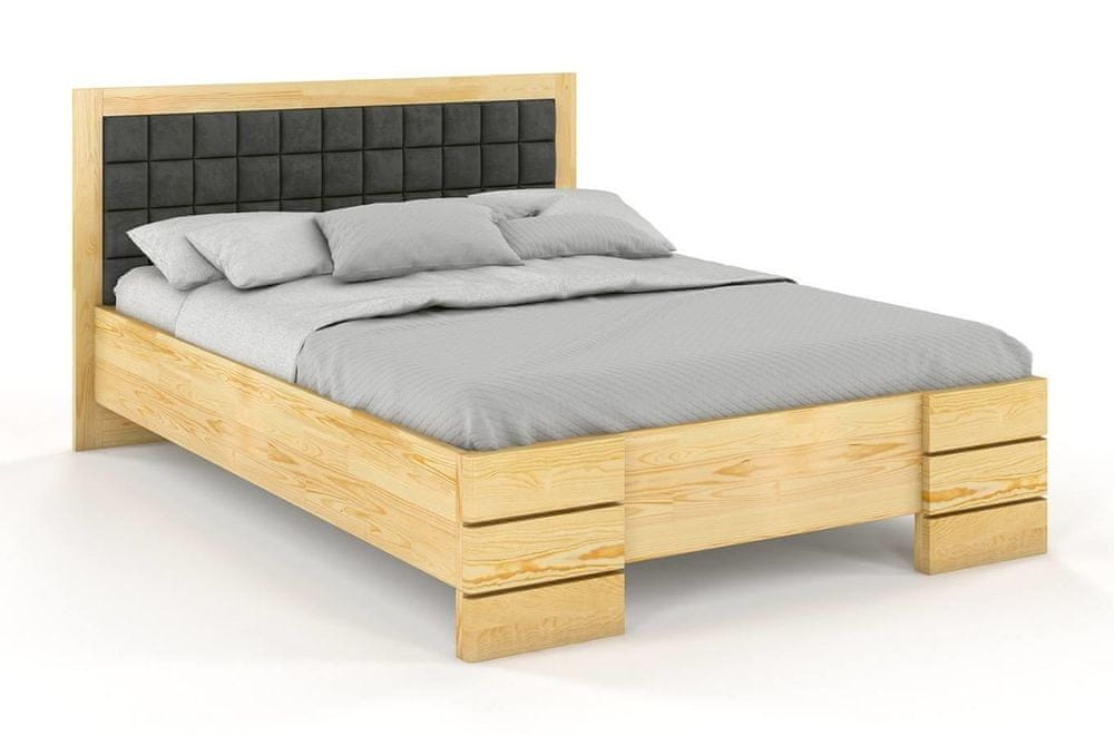 eoshop Drevená čalúnená posteľ Gotland High BC, borovica (Rozmer: 140x200 cm, Farba dreva: Prírodné, Farba látky: Casablanca 2316)