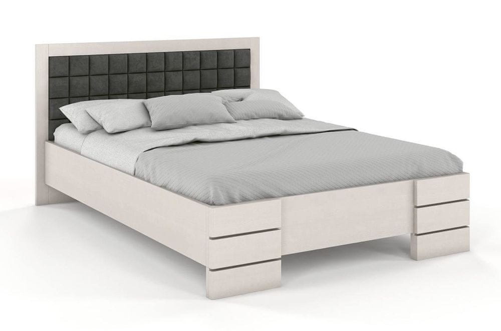 eoshop Drevená čalúnená posteľ Gotland High BC, borovica (Rozmer: 180x200 cm, Farba dreva: Biela, Farba látky: Casablanca 2306)
