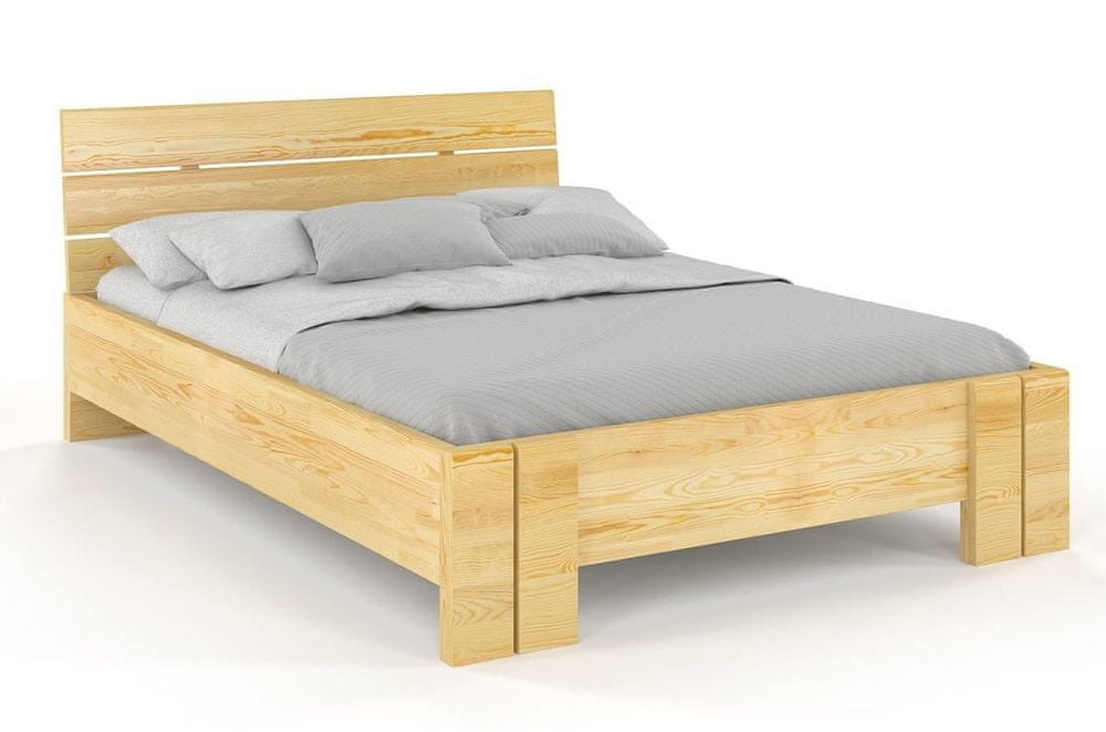 eoshop Drevená posteľ Arhus High, borovica (Rozmer: 200x200 cm, Farba: Prírodná)