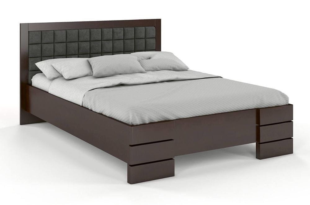 eoshop Drevená čalúnená posteľ Gotland High BC, buk (Rozmer: 140x200 cm, Farba dreva: Palisander, Farba látky: Casablanca 2302)