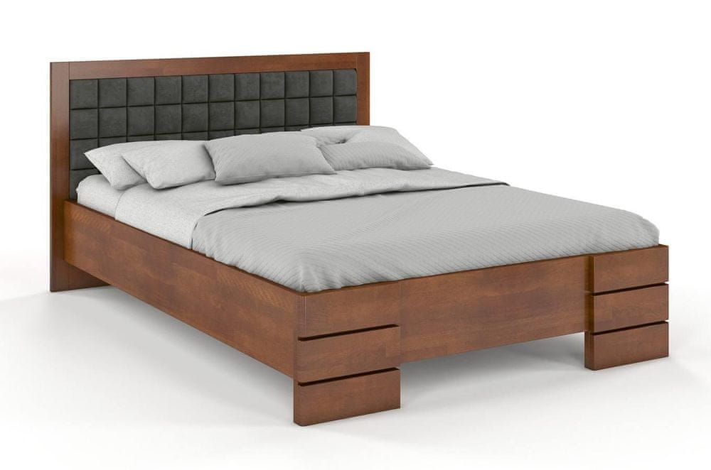 eoshop Drevená čalúnená posteľ Gotland High BC, buk (Rozmer: 200x200 cm, Farba dreva: Orech, Farba látky: Casablanca 2302)