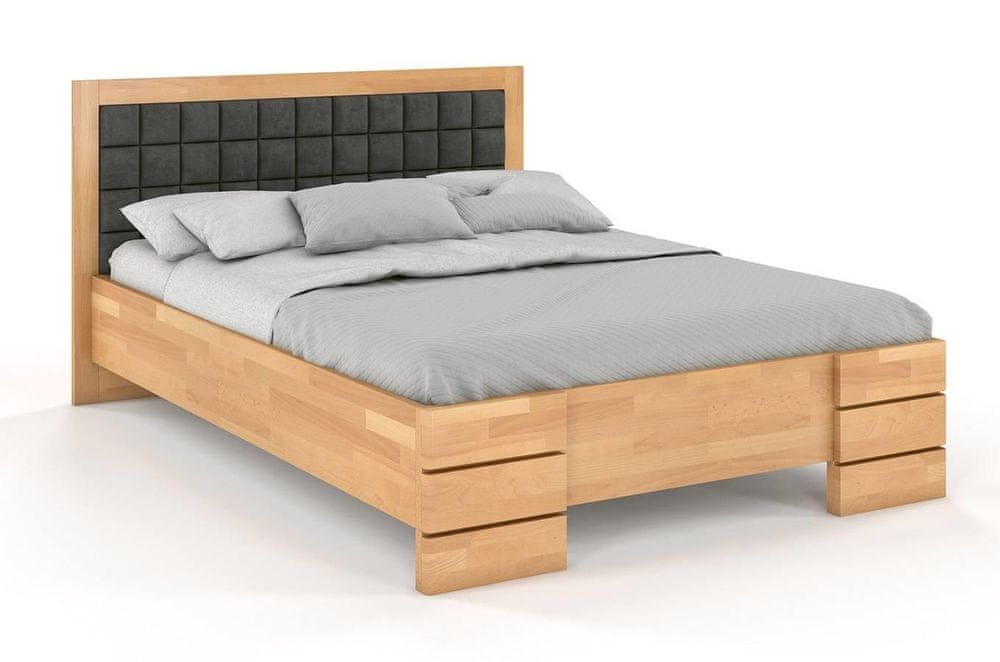 eoshop Drevená čalúnená posteľ Gotland High&Long, dlhšia 20cm, buk (Rozmer: 180x220 cm, Farba dreva: Prírodné, Farba látky: Casablanca 2302)