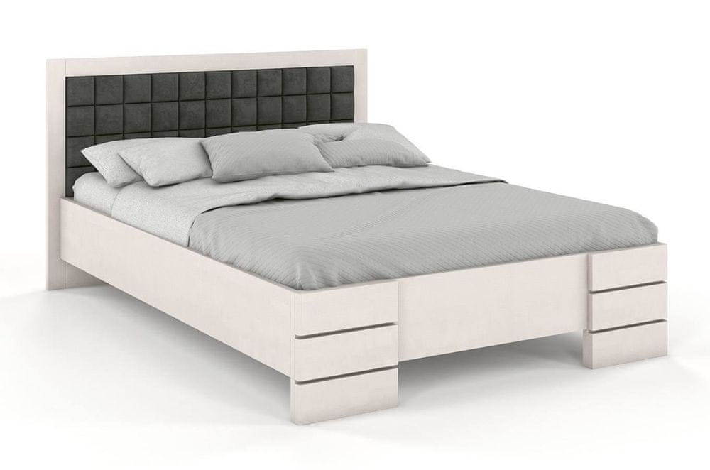 eoshop Drevená posteľ Gotland High, buk (Rozmer: 140x200 cm, Farba dreva: Biela, Farba látky: Casablanca 2306)