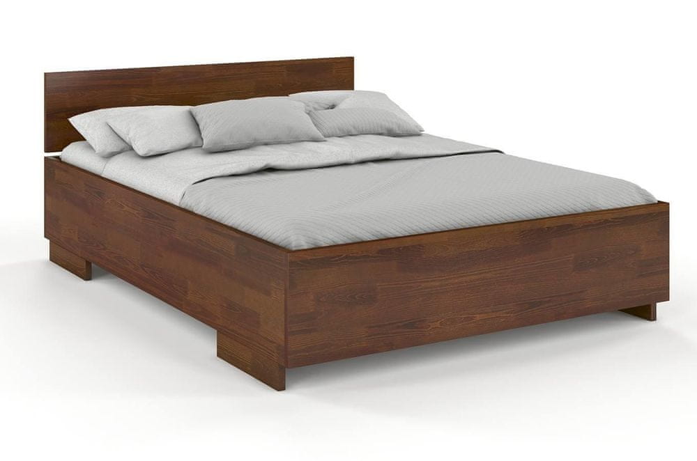 eoshop Drevená posteľ Bergman High BC Long, dlhšia 20cm, borovica (Rozmer: 140x220 cm, Farba: Orech)