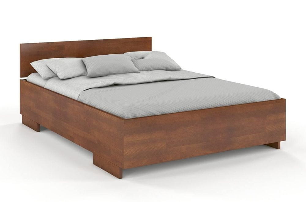 eoshop Drevená posteľ Bergman High BC Long, dlhšia 20cm, buk (Rozmer: 200x220 cm, Farba: Orech)