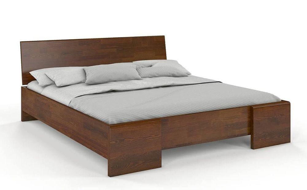 eoshop Drevená posteľ Hessler High&Long, dlhšia 20cm, borovica (Rozmer: 160x220 cm, Farba: Orech)