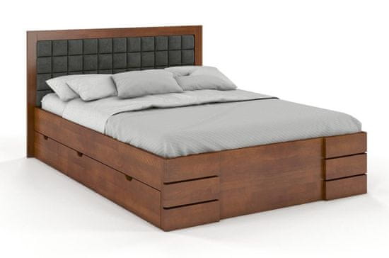 eoshop Čalúnená posteľ Gotland High Drawers s úložným priestorom, buk (Rozmer: 120x200 cm, Farba dreva: Orech, Farba látky: Casablanca 2302)