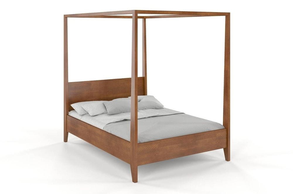 eoshop Drevená posteľ s baldachýnom CANOPY, buk (Rozmer: 160x200 cm, Farba: Orech)