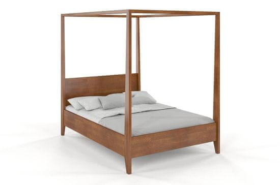 eoshop Drevená posteľ s baldachýnom CANOPY, buk (Rozmer: 200x200 cm, Farba: Orech)