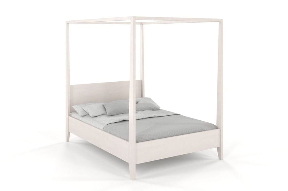 eoshop Drevená posteľ s baldachýnom CANOPY, buk (Rozmer: 120x200 cm, Farba: Biela)