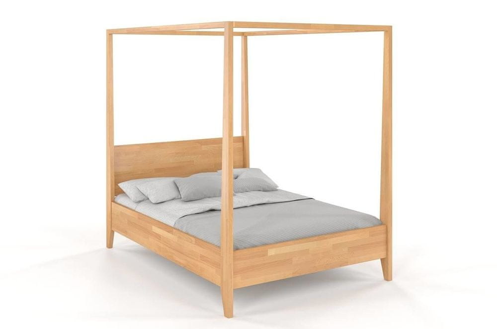 eoshop Drevená posteľ s baldachýnom CANOPY, buk (Rozmer: 200x200 cm, Farba: Prírodná)